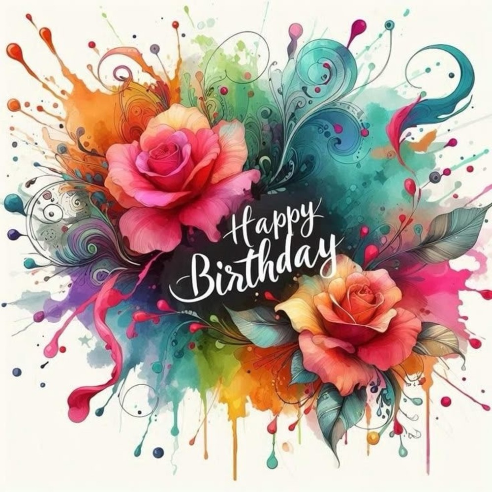 Colorful Floral Birthday Art Print